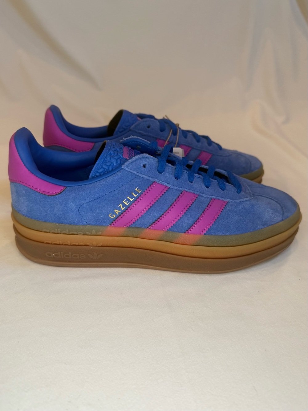 Adidas Gazelle Bold W Royal Blue Suede Pink Stripe Platform NWOB IG4367 Size 8.5 - Picture 5 of 16